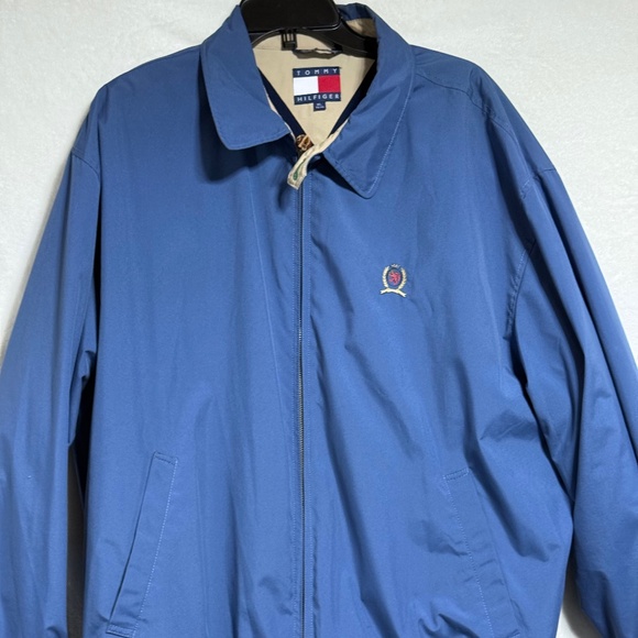 Vintage Tommy Hilfiger Harrington Jacket Crest XL Full Zipper Fleece Lined Blue - Picture 2 of 11